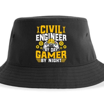 Civil Engineer Gamer Video Game Lover Civil Engineer Sustainable Bucket Hat