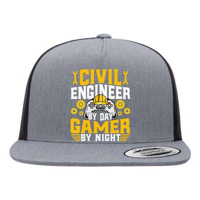 Civil Engineer Gamer Video Game Lover Civil Engineer Flat Bill Trucker Hat