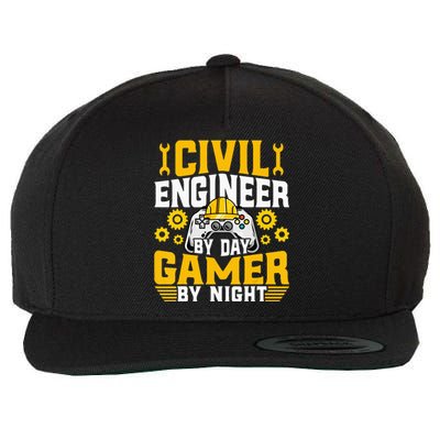 Civil Engineer Gamer Video Game Lover Civil Engineer Wool Snapback Cap