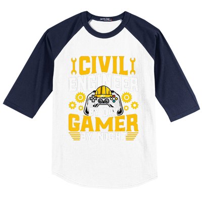 Civil Engineer Gamer Video Game Lover Civil Engineer Baseball Sleeve Shirt