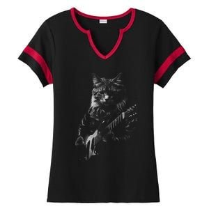 Cat Electric Guitar Ladies Halftime Notch Neck Tee