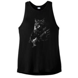 Cat Electric Guitar Ladies PosiCharge Tri-Blend Wicking Tank