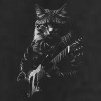 Cat Electric Guitar 7 Panel Mesh Trucker Snapback Hat