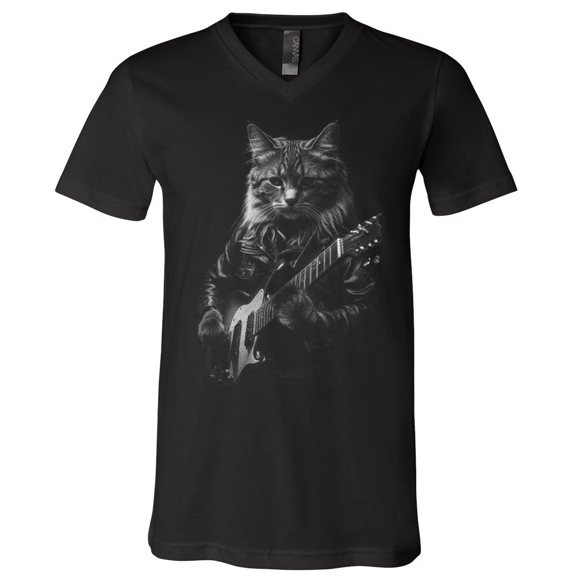 Cat Electric Guitar V-Neck T-Shirt