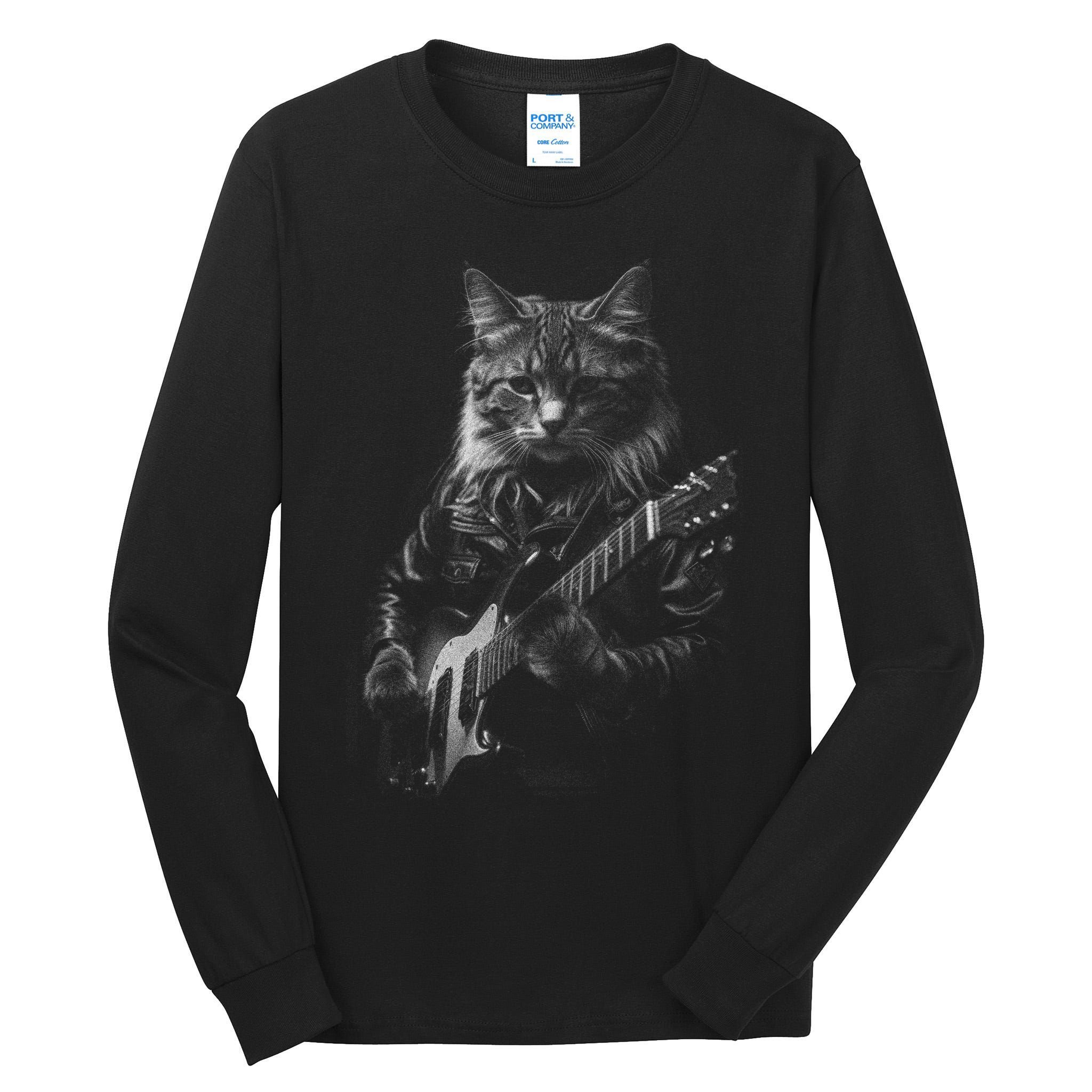 Cat Electric Guitar Tall Long Sleeve T-Shirt