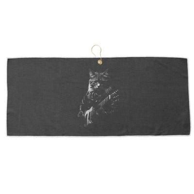 Cat Electric Guitar Large Microfiber Waffle Golf Towel