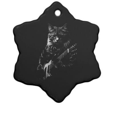 Cat Electric Guitar Ceramic Star Ornament