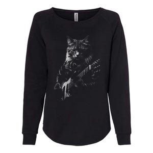 Cat Electric Guitar Womens California Wash Sweatshirt