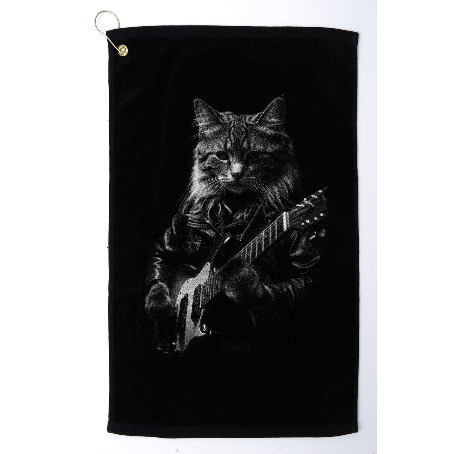 Cat Electric Guitar Golf Towel