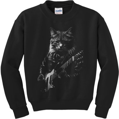 Cat Electric Guitar Kids Sweatshirt