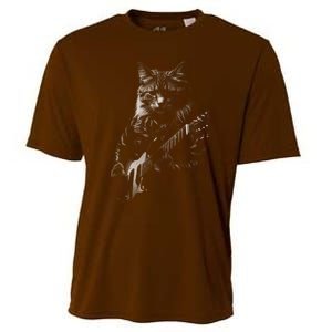 Cat Electric Guitar Cooling Performance Crew T-Shirt