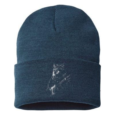 Cat Electric Guitar Sustainable Knit Beanie