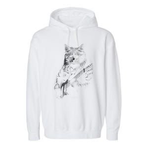 Cat Electric Guitar Garment-Dyed Fleece Hoodie