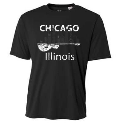 Chicago Electric Guitar American Music Vintage Cooling Performance Crew T-Shirt