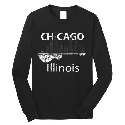 Chicago Electric Guitar American Music Vintage Long Sleeve Shirt