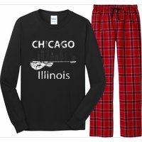 Chicago Electric Guitar American Music Vintage Long Sleeve Pajama Set