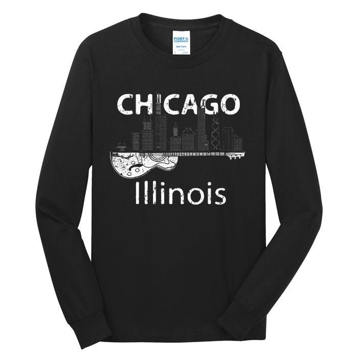 Chicago Electric Guitar American Music Vintage Tall Long Sleeve T-Shirt