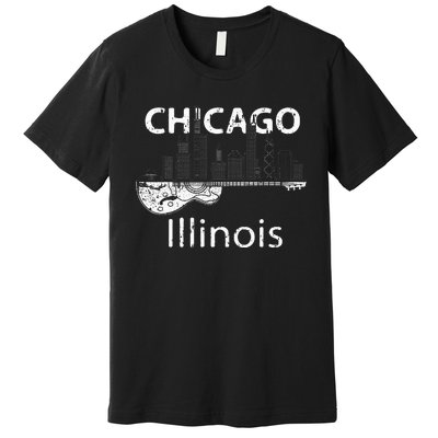 Chicago Electric Guitar American Music Vintage Premium T-Shirt