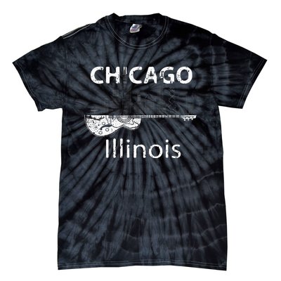 Chicago Electric Guitar American Music Vintage Tie-Dye T-Shirt