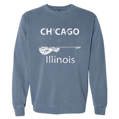 Chicago Electric Guitar American Music Vintage Garment-Dyed Sweatshirt