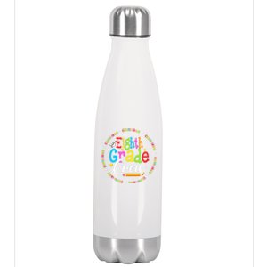 Cute Eighth Grade Crew First Day Of School Back To School Cool Gift Stainless Steel Insulated Water Bottle