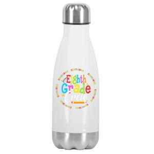 Cute Eighth Grade Crew First Day Of School Back To School Cool Gift Stainless Steel Insulated Water Bottle