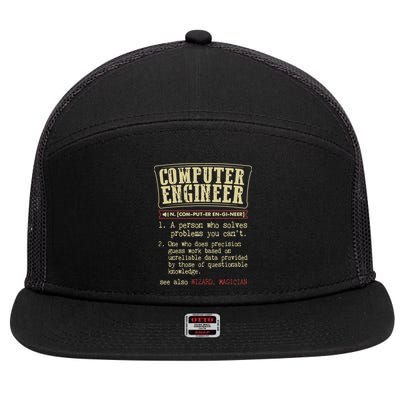 Computer Engineer Gift Funny Dictionary Definition 7 Panel Mesh Trucker Snapback Hat