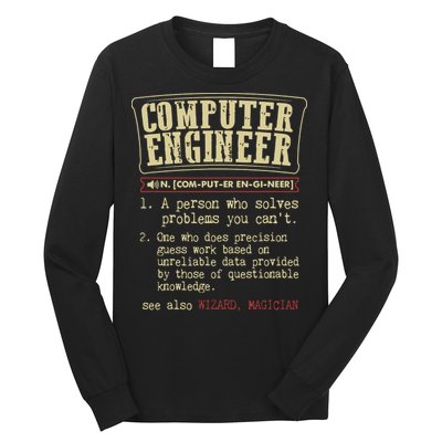 Computer Engineer Gift Funny Dictionary Definition Long Sleeve Shirt