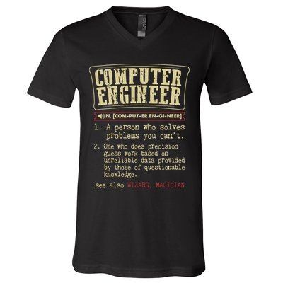 Computer Engineer Gift Funny Dictionary Definition V-Neck T-Shirt