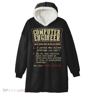 Computer Engineer Gift Funny Dictionary Definition Hooded Wearable Blanket