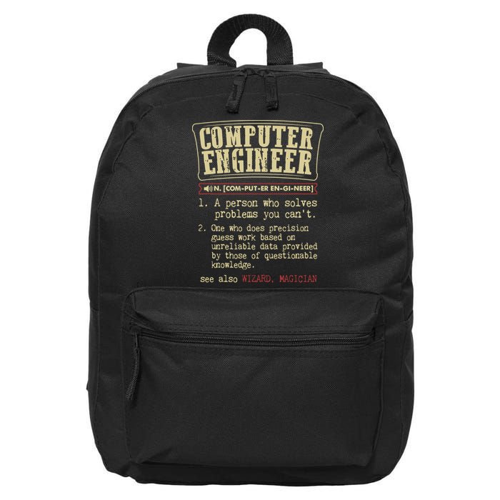Computer Engineer Gift Funny Dictionary Definition 16 in Basic Backpack