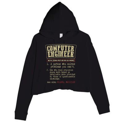 Computer Engineer Gift Funny Dictionary Definition Crop Fleece Hoodie