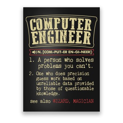Computer Engineer Gift Funny Dictionary Definition Poster