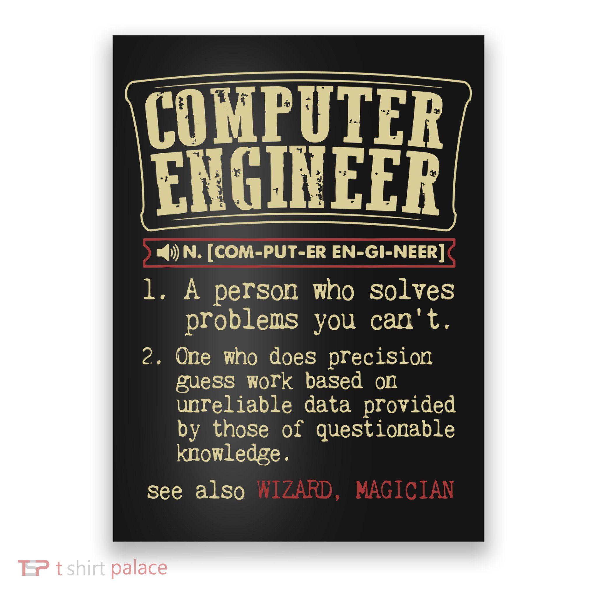Computer Engineer Gift Funny Dictionary Definition Poster