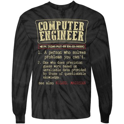 Computer Engineer Gift Funny Dictionary Definition Tie-Dye Long Sleeve Shirt