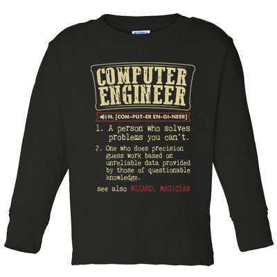 Computer Engineer Gift Funny Dictionary Definition Toddler Long Sleeve Shirt