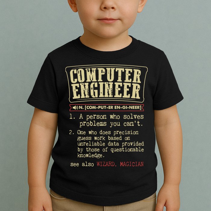 Computer Engineer Gift Funny Dictionary Definition Toddler T-Shirt