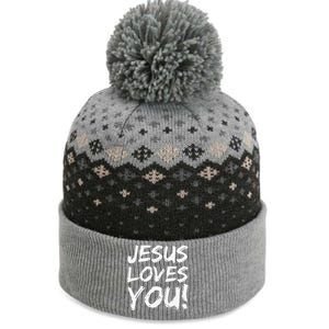 Christian Evangelism Gift For Jesus Loves You! The Baniff Cuffed Pom Beanie