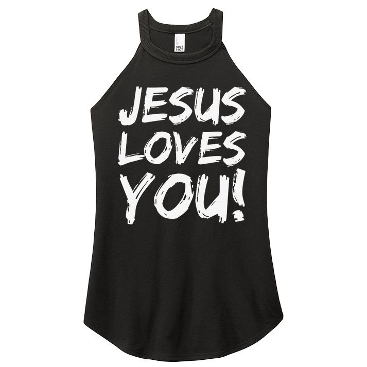 Christian Evangelism Gift For Jesus Loves You! Women's Perfect Tri Rocker Tank