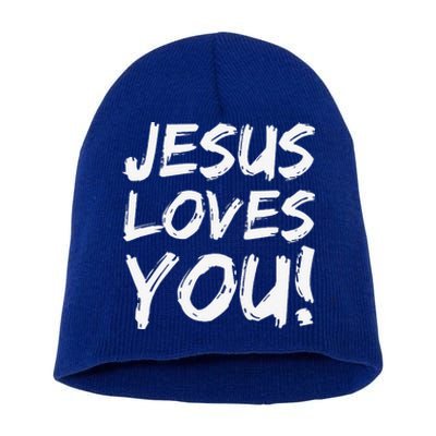 Christian Evangelism Gift For Jesus Loves You! Short Acrylic Beanie