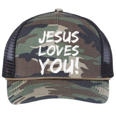 Christian Evangelism Gift For Jesus Loves You! Retro Rope Trucker Hat Cap