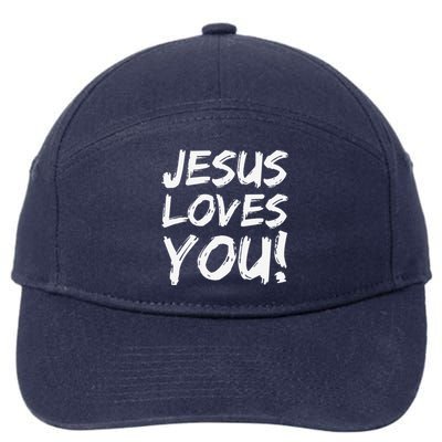 Christian Evangelism Gift For Jesus Loves You! 7-Panel Snapback Hat