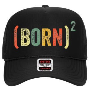 Christian Easter God Baptism Born Squared (Born)2 High Crown Mesh Back Trucker Hat