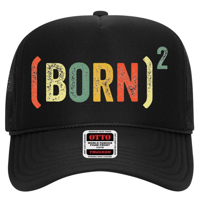 Christian Easter God Baptism Born Squared (Born)2 High Crown Mesh Back Trucker Hat