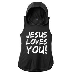 Christian Evangelism Gift Jesus Loves You! Gift Ladies PosiCharge Tri-Blend Wicking Draft Hoodie Tank