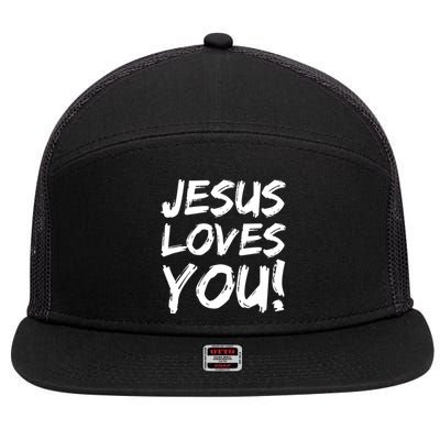 Christian Evangelism Gift Jesus Loves You! Gift 7 Panel Mesh Trucker Snapback Hat