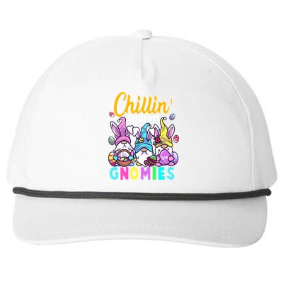 Cute Easter Gnomes Easter Bunnies Chillin With My Gnomies Gift Snapback Five-Panel Rope Hat