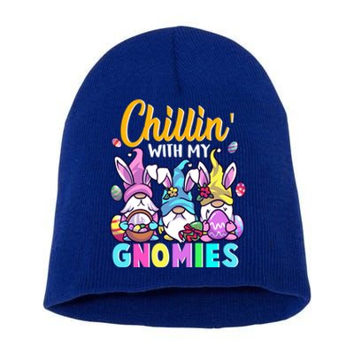 Cute Easter Gnomes Easter Bunnies Chillin With My Gnomies Gift Short Acrylic Beanie