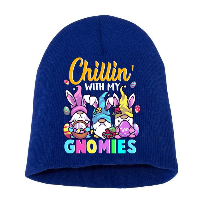 Cute Easter Gnomes Easter Bunnies Chillin With My Gnomies Gift Short Acrylic Beanie