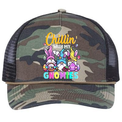 Cute Easter Gnomes Easter Bunnies Chillin With My Gnomies Gift Retro Rope Trucker Hat Cap